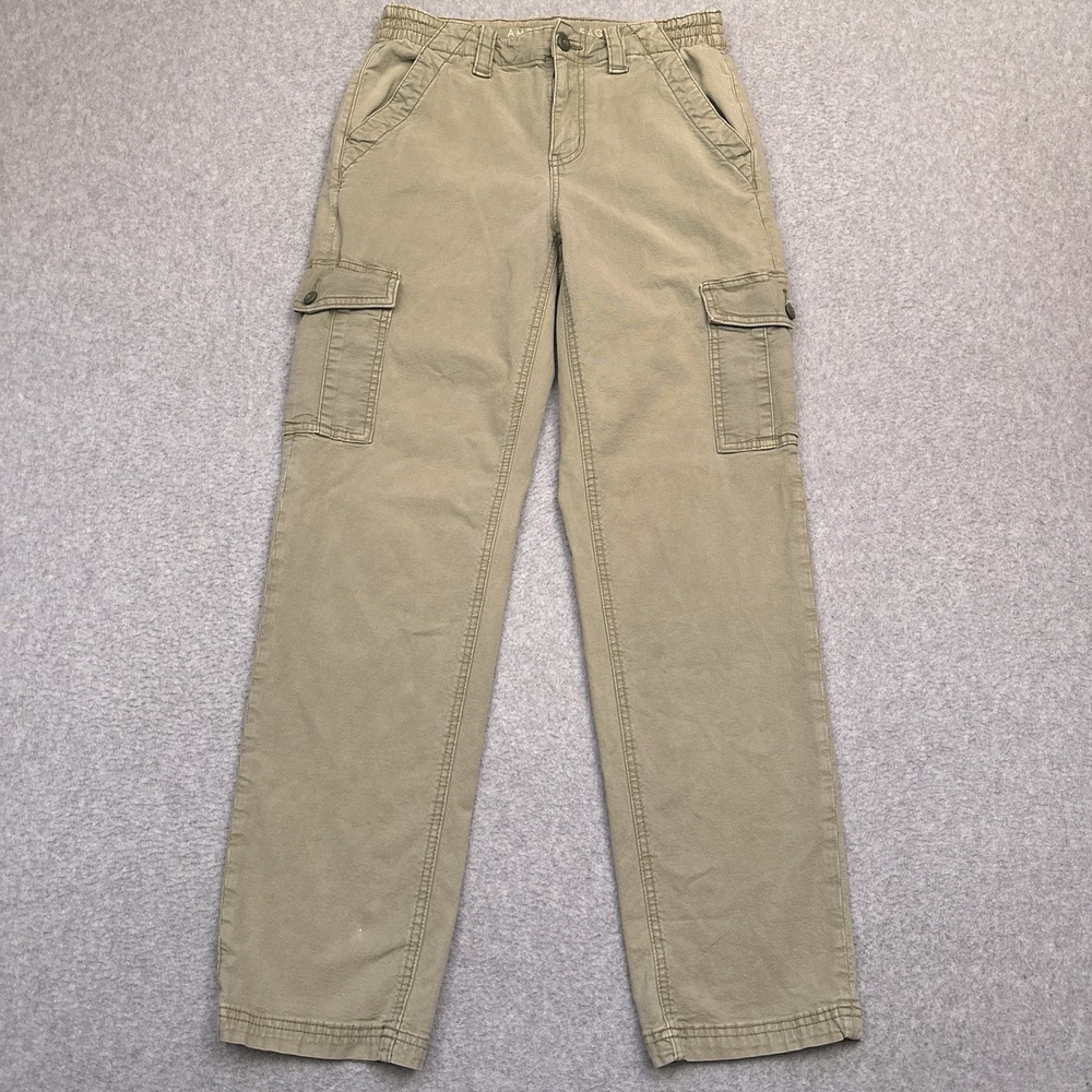 American Eagle Stretch Cargo Pants Women's 4 Green Patina Hiking Mid-Rise Y2K